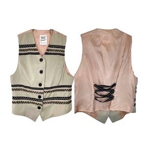 Vintage 90s Jean Claude Poitras BOF! Fitted Vest Braided Embroidery Corset Black